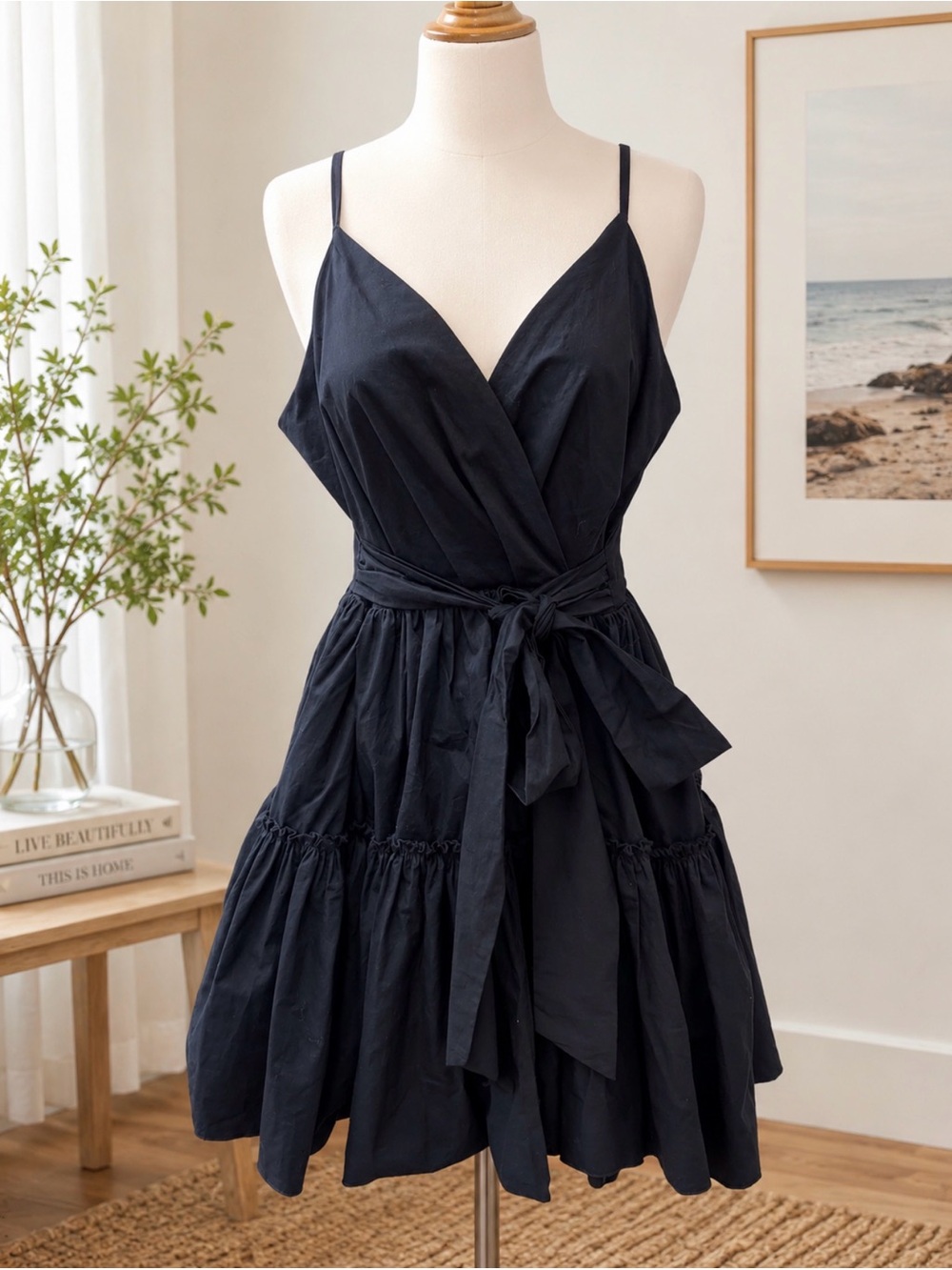 Lili sidonio x Molly bracken spaghetti strap ruffled tiered skirt mini dress m